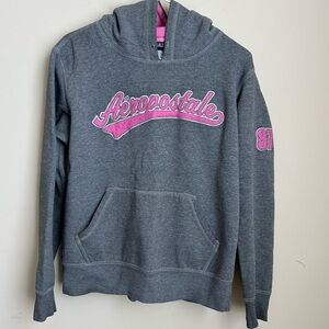 Aeropostale Hooded Pullover Sweatshirt Baseball Style Script Hoodie Jacket Sz S